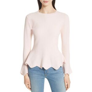 Ted Baker London Peplum Merino Wool Sweater In Pale Pink  (3)
